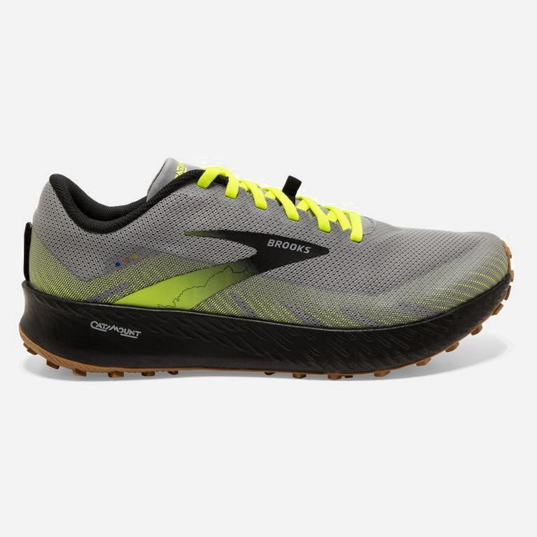 Brooks Catamount - Zapatillas Trail Running Hombre - Gris / Negras / Verde Amarillo (BG0245678)